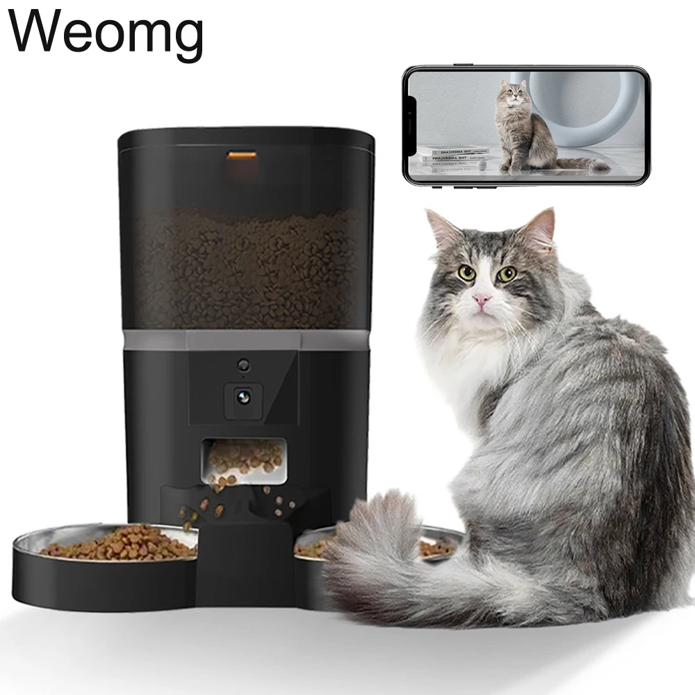 Timed Cat Dog Food Dispenser 4L - 4L Double Meal Camera APP Automatic