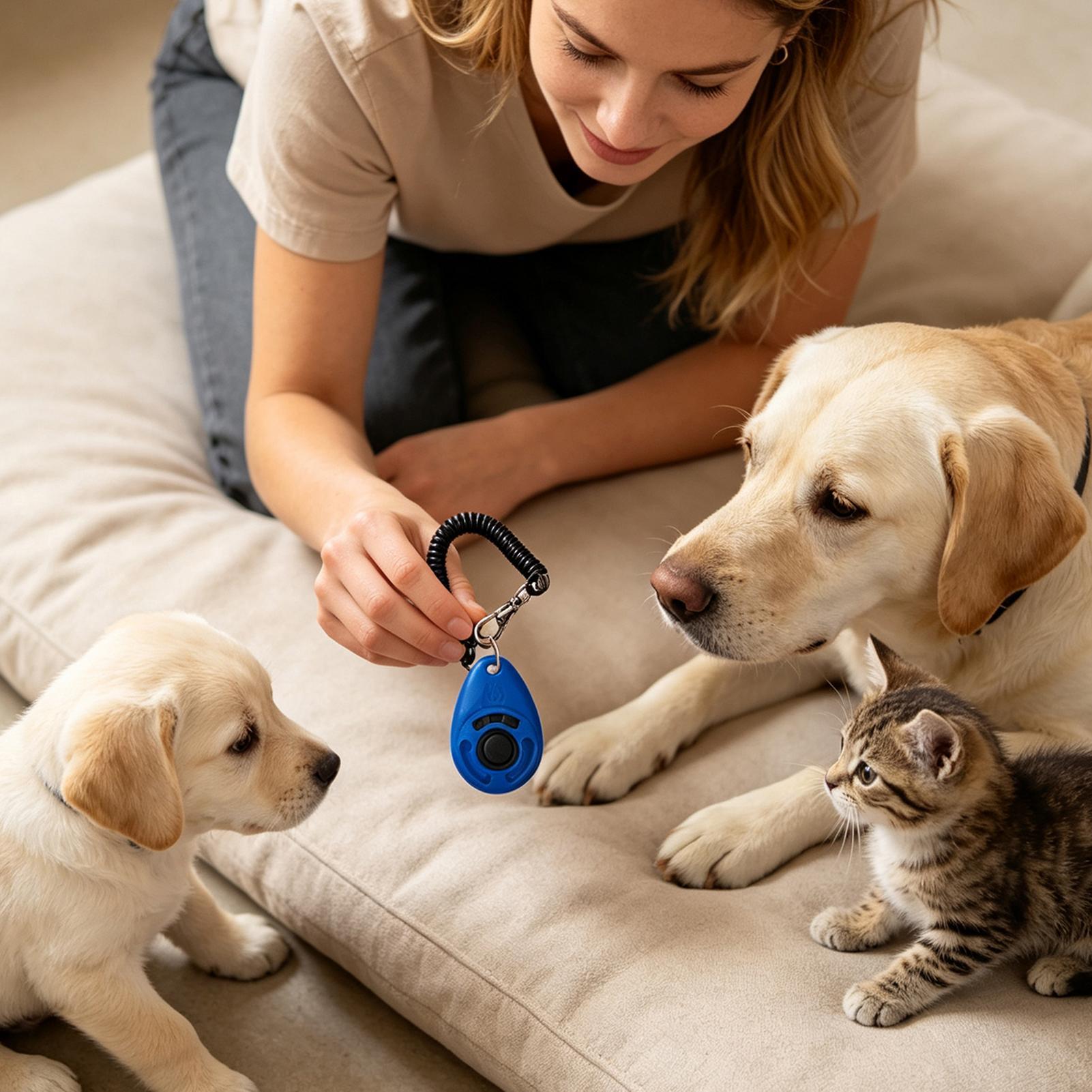 Dog Clicker Training With Wrist Strap - Dog Training Clicker Pet Behavior Guidance