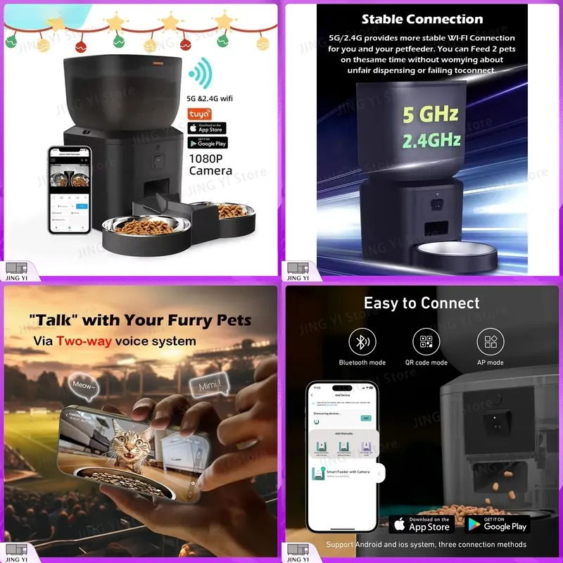 Smart Pet Feeder Camera 1080P Wifi - Automatic Pet Feeder with 1080P HD